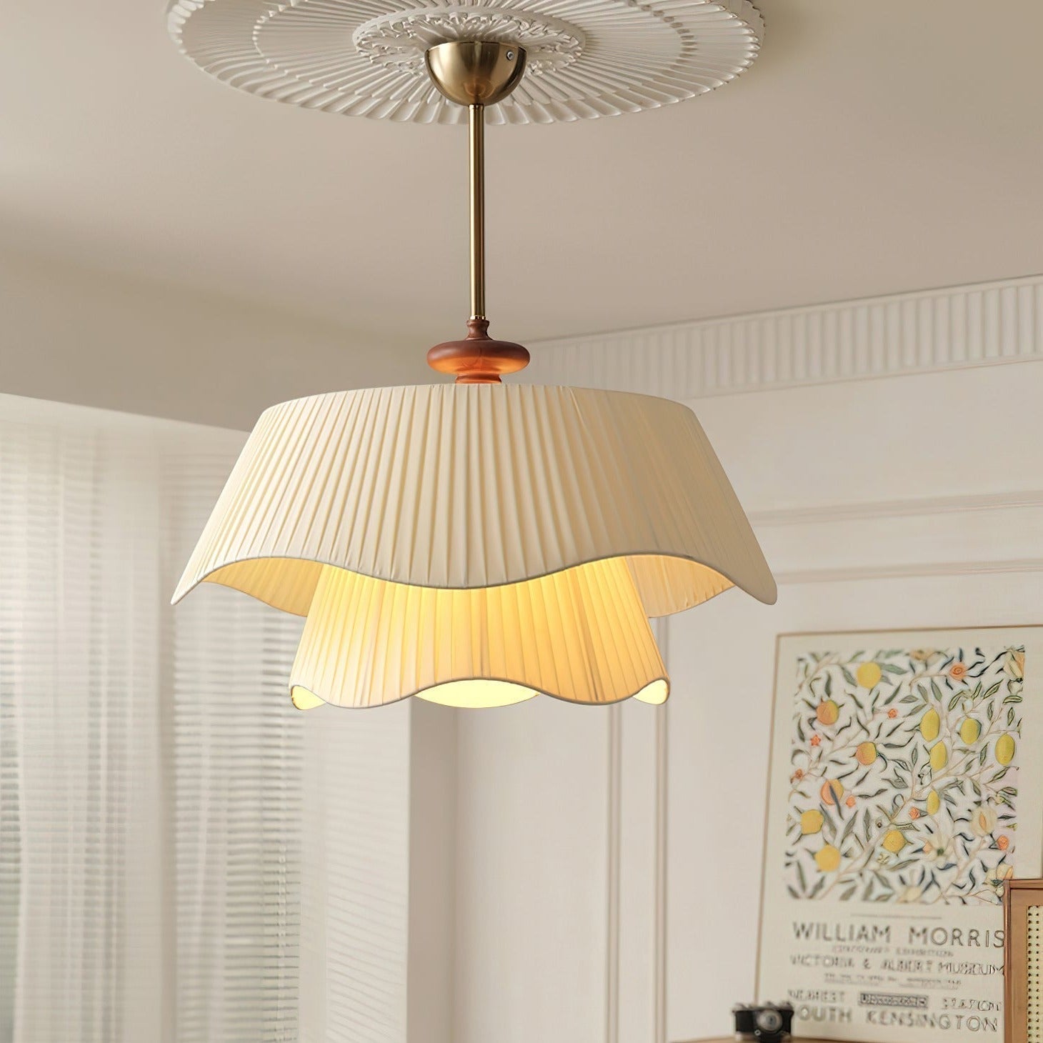 Averin Modern Metal Glass Wood Pendant Light For Living Spaces