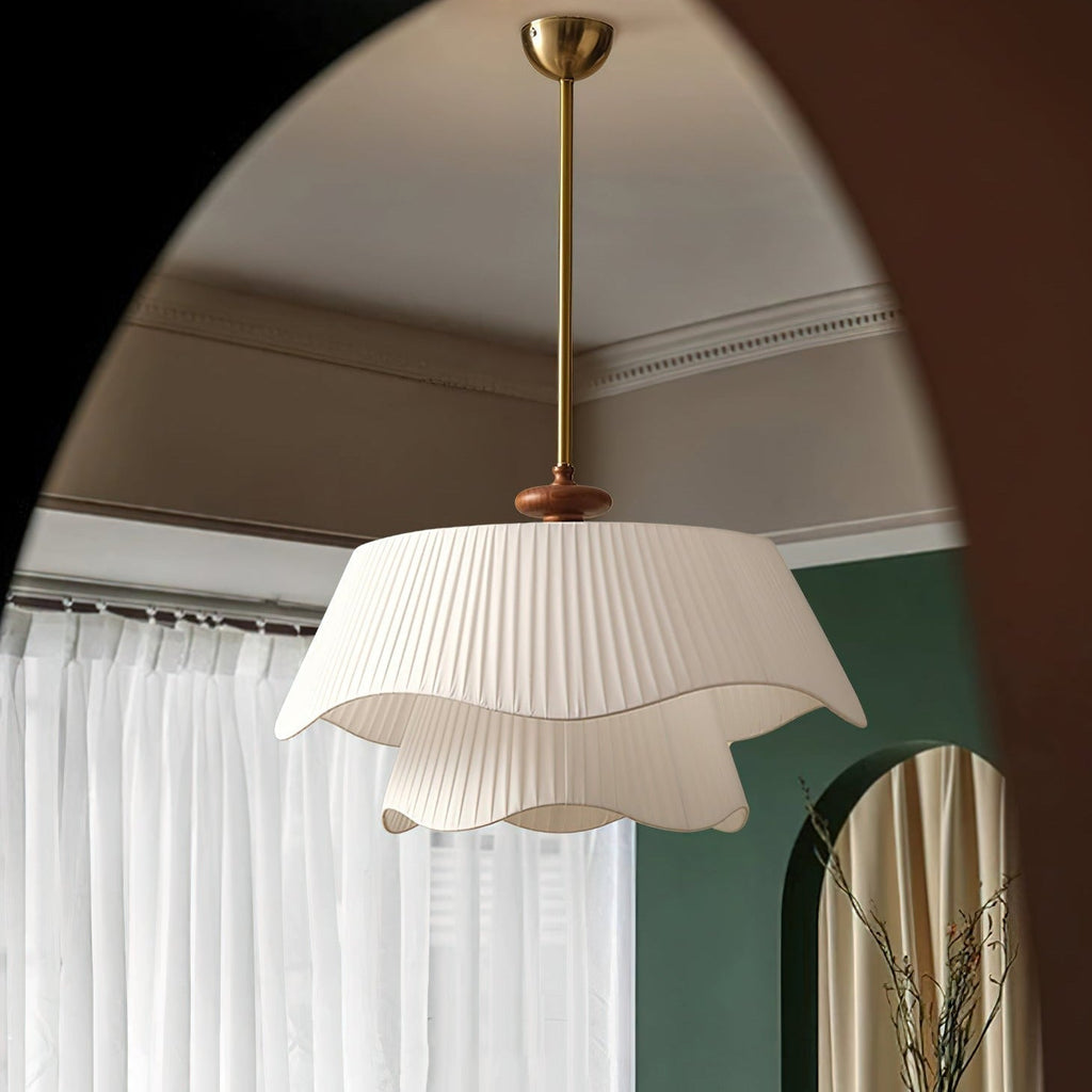 Averin Modern Metal Glass Wood Pendant Light For Living Spaces