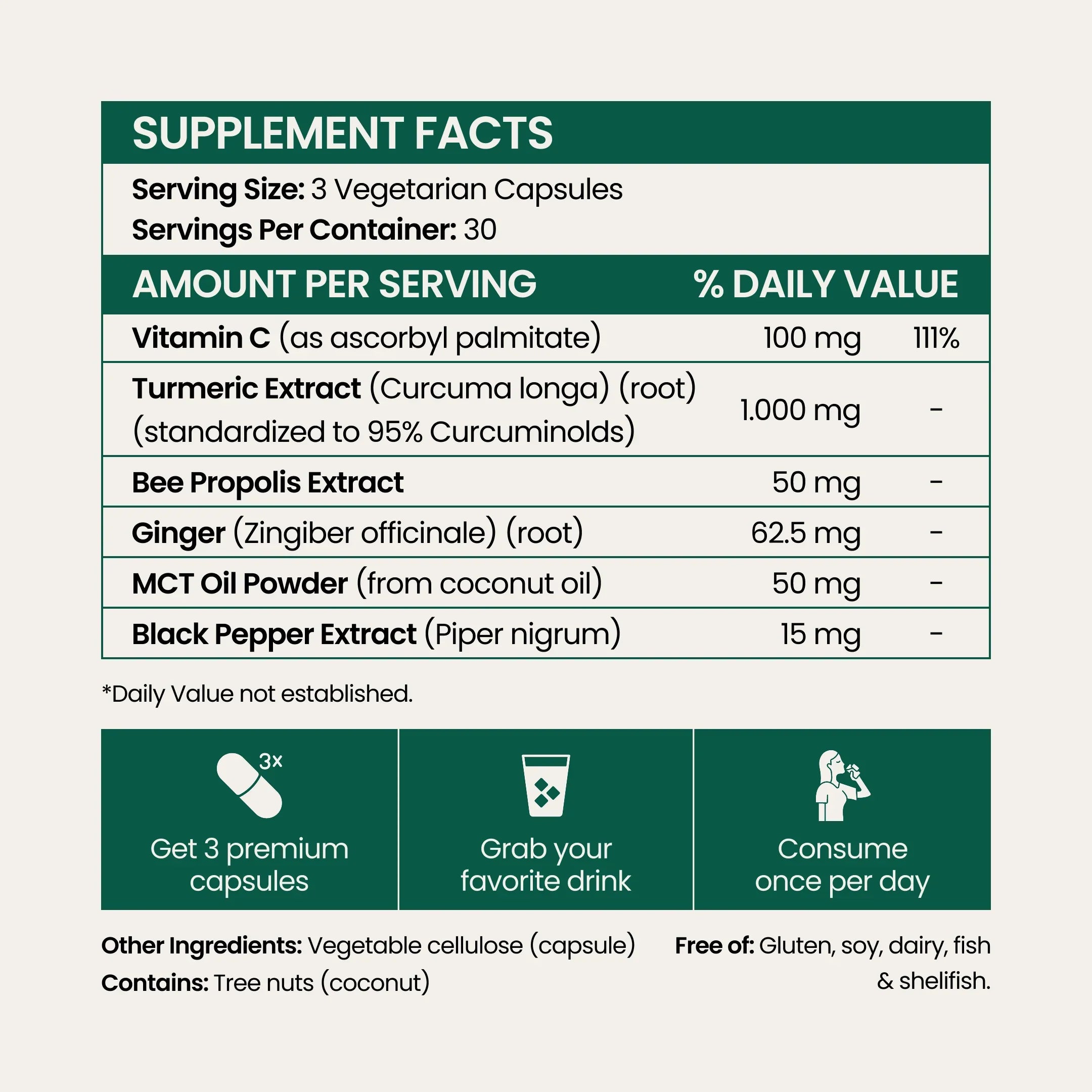 Cápsulas de suplemento de curcumina — 1000 mg, 95% de curcuminoides ativos