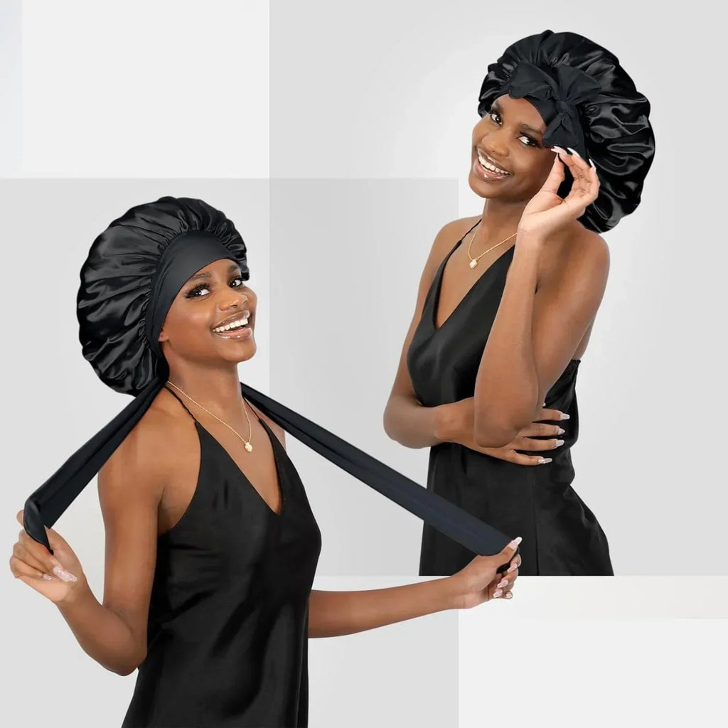 Bonnet en satin de soie — contrôle des frisottis et protection des cheveux