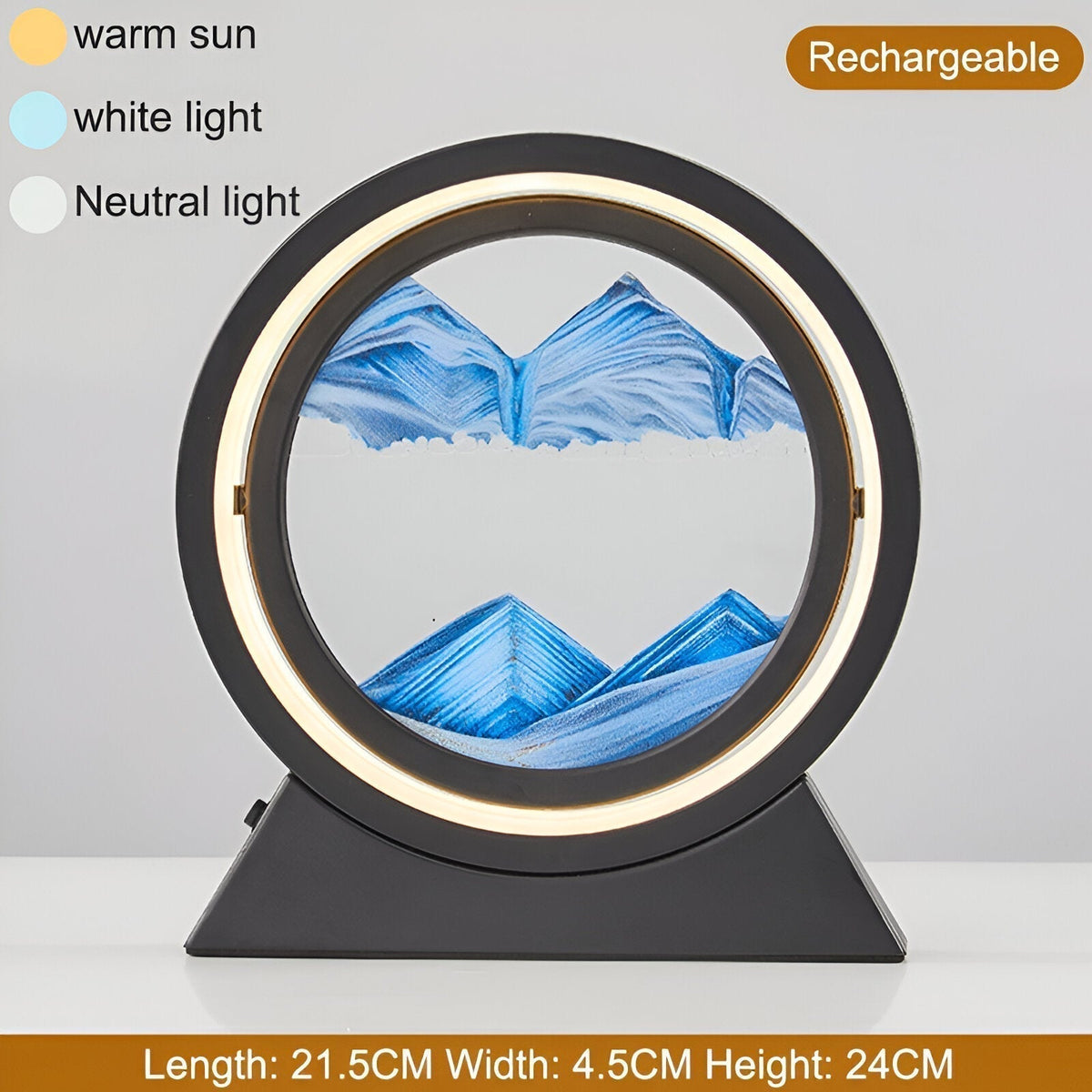 SandGlow-ledtafellamp — dynamisch bewegende zandkunst
