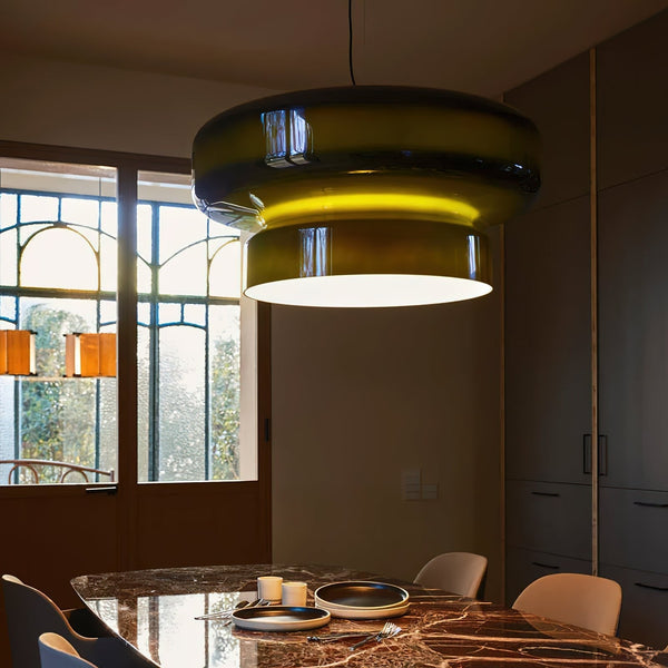 NovaLume Dual-Volume Pendant Light — Modern Blown Glass, Sculptural Silhouette