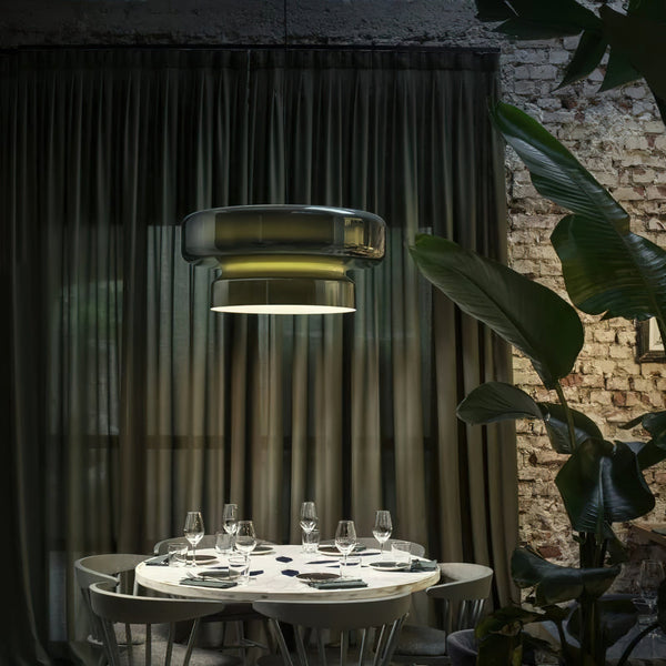 NovaLume Dual-Volume Pendant Light — Modern Blown Glass, Sculptural Silhouette