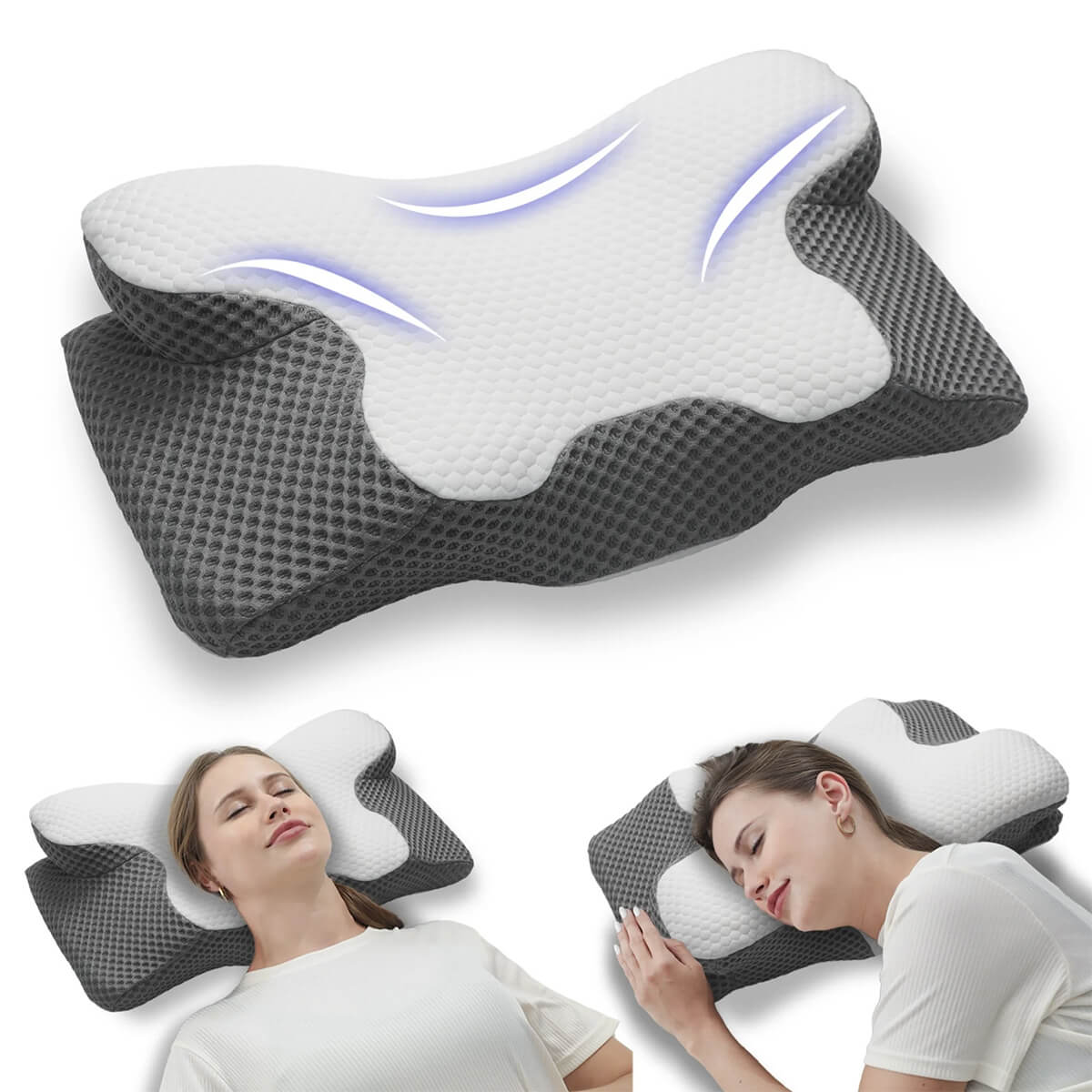 SomniCurve Memory Foam-nackkudde — Ergonomisk design, svalkande överdrag
