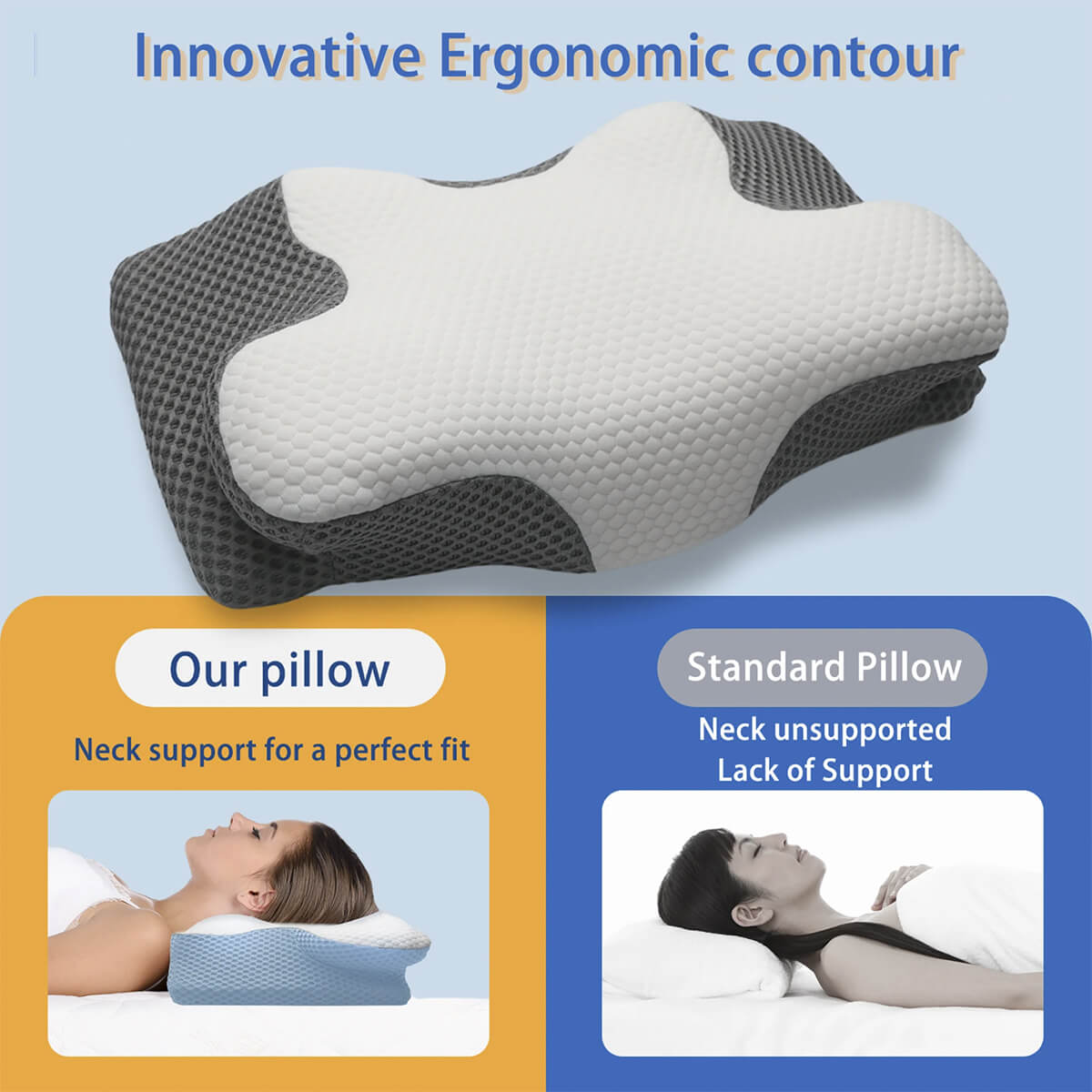 SomniCurve Memory Foam-nackkudde — Ergonomisk design, svalkande överdrag