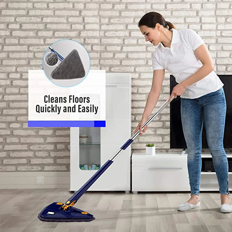 Telescopic Triangle Floor Mop — 360° Rotatable Wet & Dry Cleaner