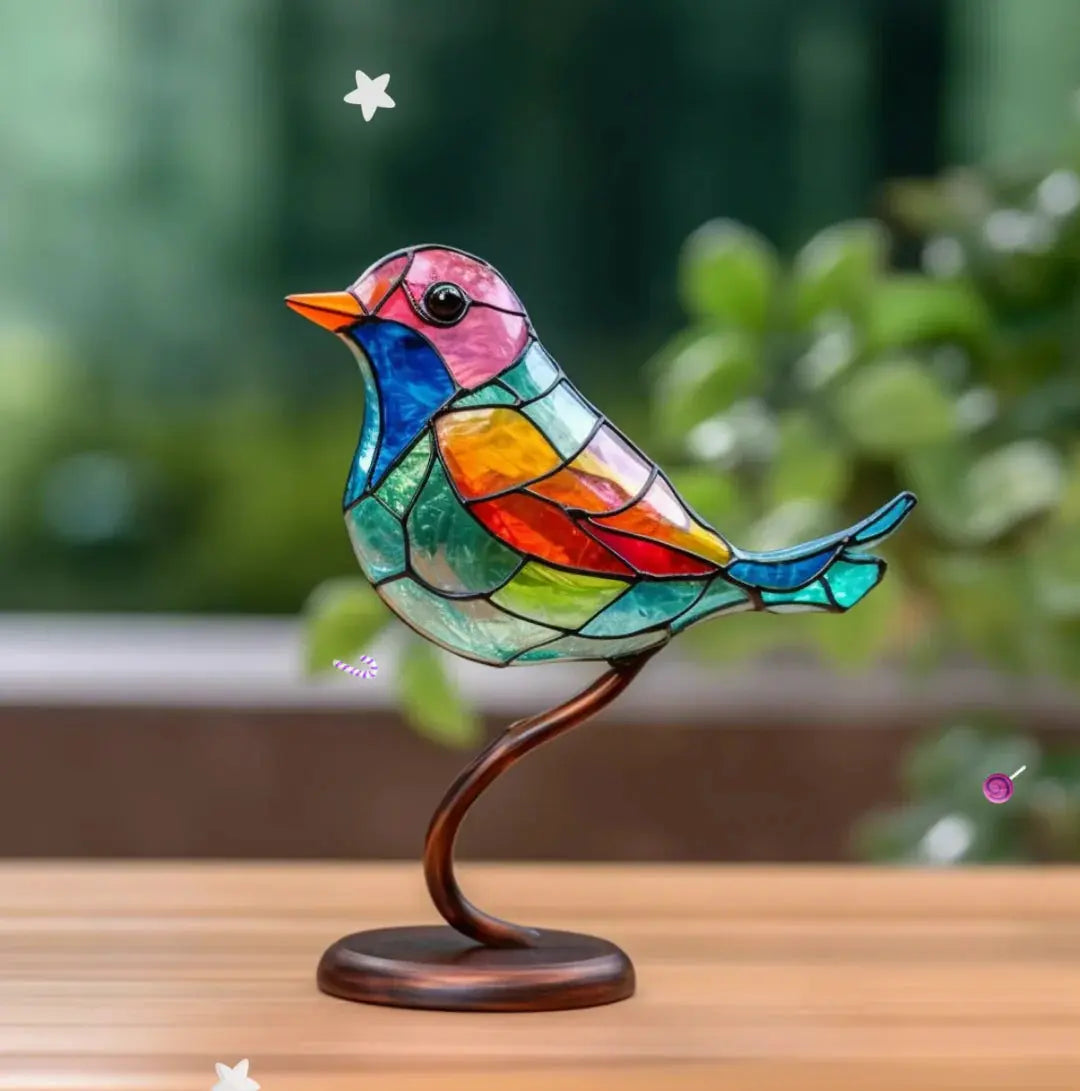 Stained Glass Window Bird Decoration – Colorful Suncatcher & Ornament | Filindra