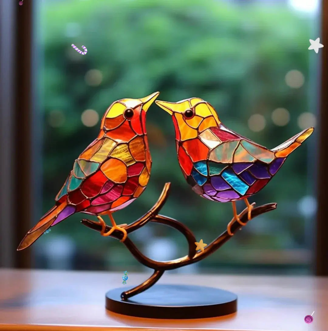 Stained Glass Window Bird Decoration – Colorful Suncatcher & Ornament | Filindra