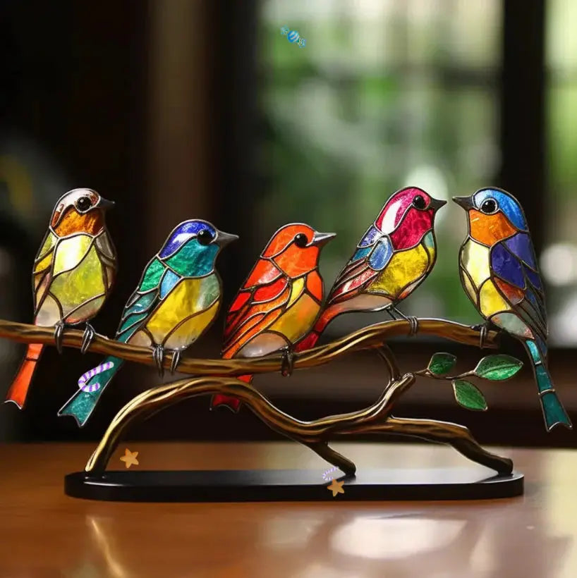 Stained Glass Window Bird Decoration – Colorful Suncatcher & Ornament | Filindra