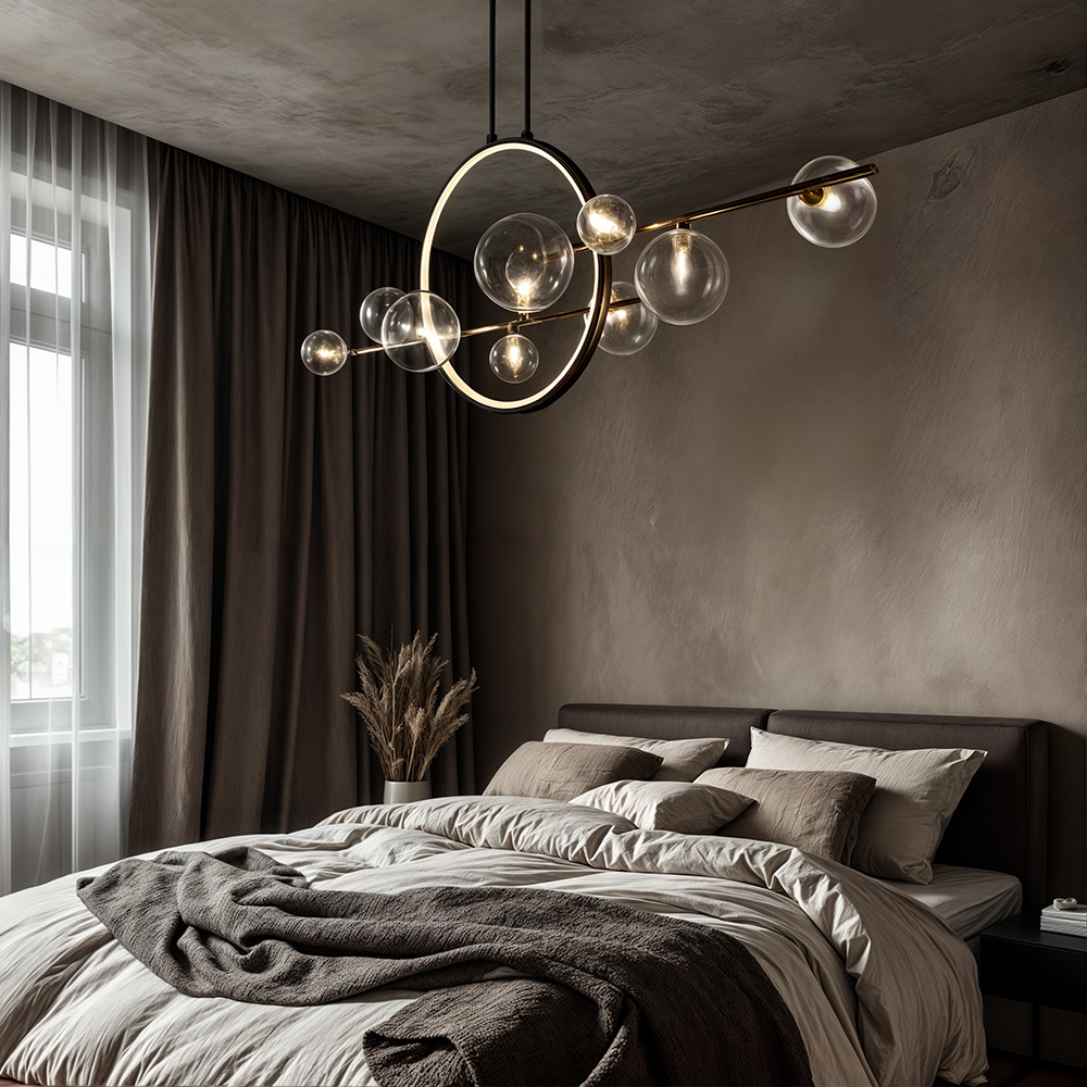 AstraLume Dual-Style LED-Kronleuchter mit Glaselementen und Aluminiumrahmen für moderne Häuser