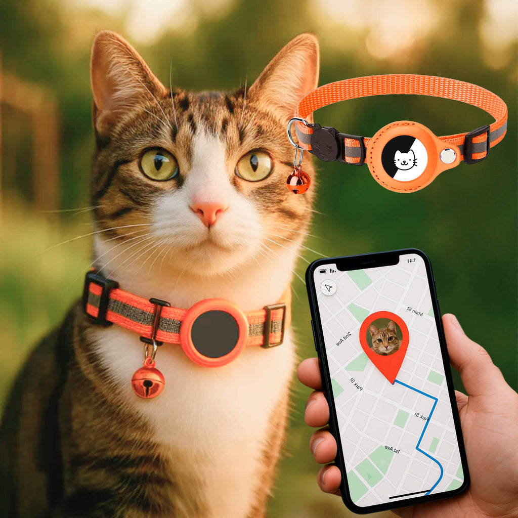 Reflective Quick-Release Cat GPS Collar — Durable Construction, Secure Fastening