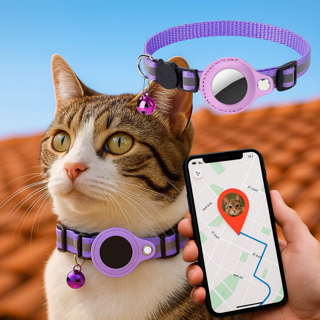 Reflective Quick-Release Cat GPS Collar — Durable Construction, Secure Fastening