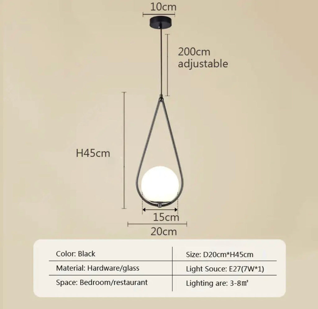 LumoSphere Opal Glass Diffuser Pendant Light For Living Spaces