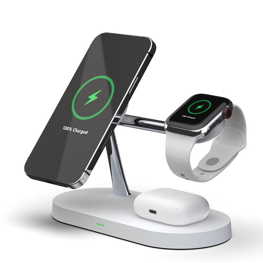 QuattroCharge 4-i-1 trådlös MagSafe-laddare — laddningsstation för iPhone, Apple Watch och hörlurar