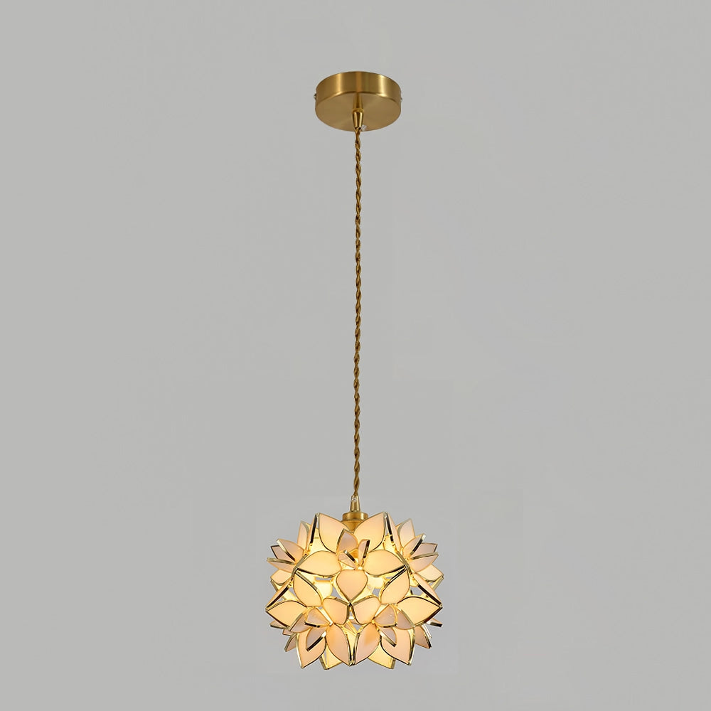 AuroraCapiz Natural Capiz Hanging Pendant Lamp — Handcrafted Finish