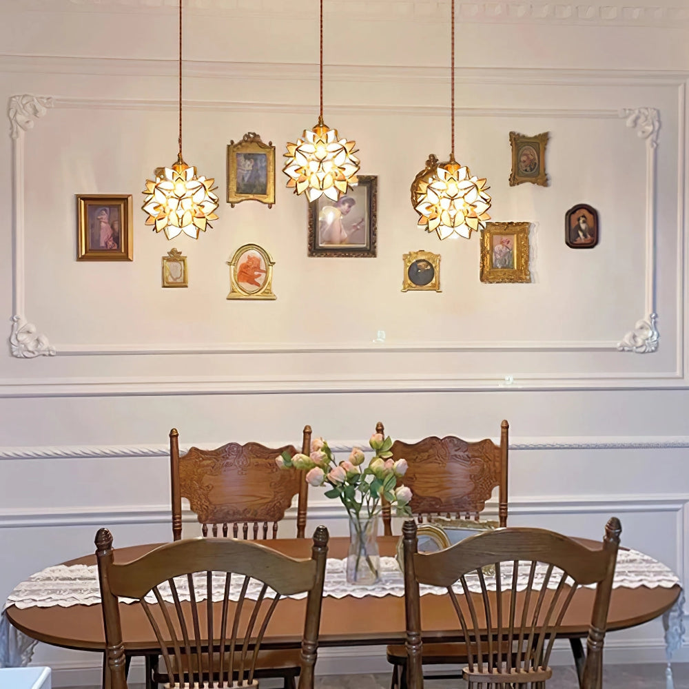 AuroraCapiz Natural Capiz Hanging Pendant Lamp — Handcrafted Finish