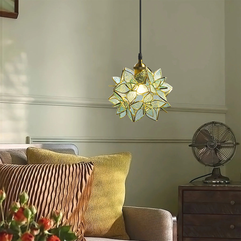 AuroraCapiz Natural Capiz Hanging Pendant Lamp — Handcrafted Finish