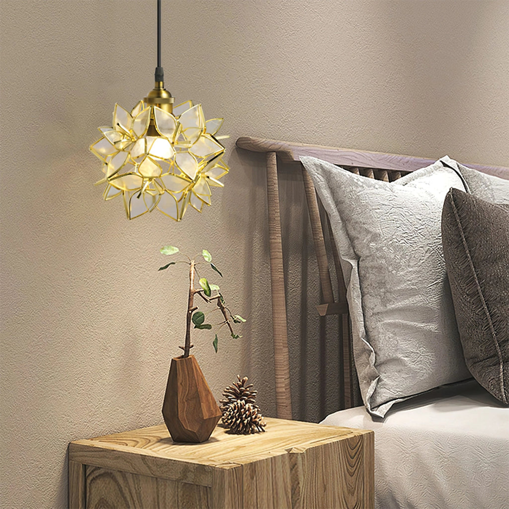 Capiz Shell Pendant Light In Glass And Metal From Liora