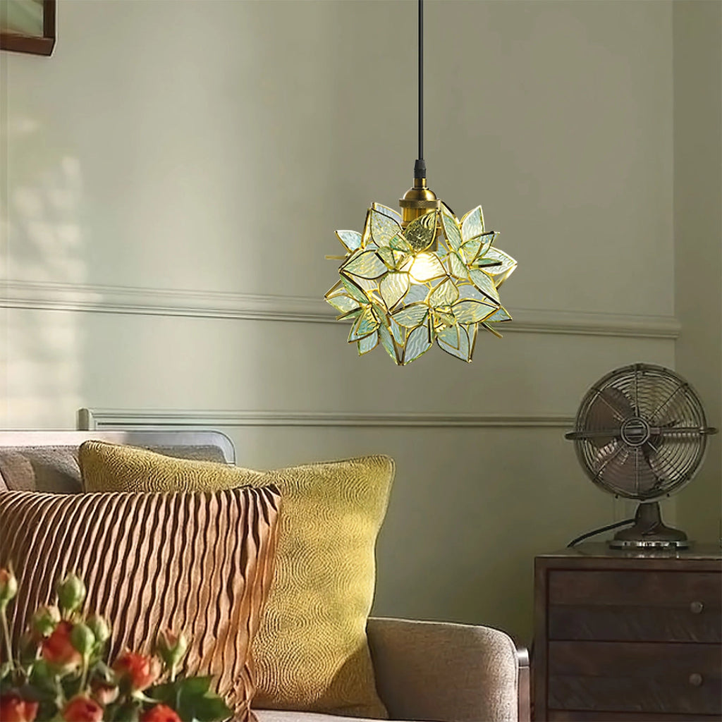 Capiz Shell Pendant Light In Glass And Metal From Liora