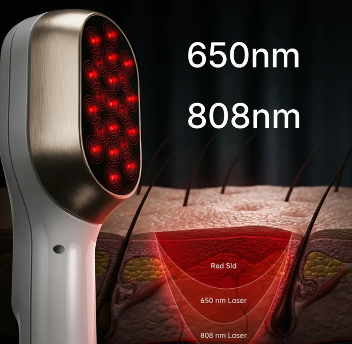 Ruční laser se dvěma vlnovými délkami 650 nm a 808 nm — 21 diod, bezdrátová jednotka