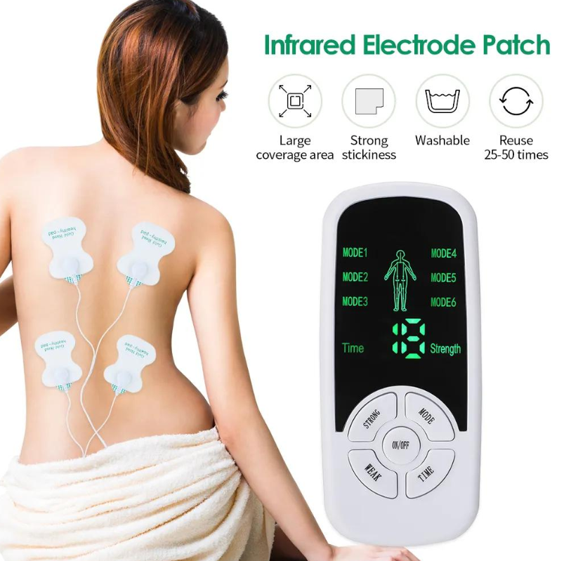 Compact Pulse Massager TENS Stimulator — Six Modes, Ten Intensity Levels, Large LCD Display
