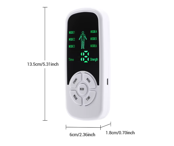 Compact Pulse Massager TENS Stimulator — Six Modes, Ten Intensity Levels, Large LCD Display