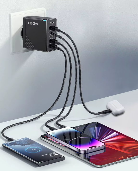 160 W USB-C-Multiport-Wandladegerät und kompakte Powerstation