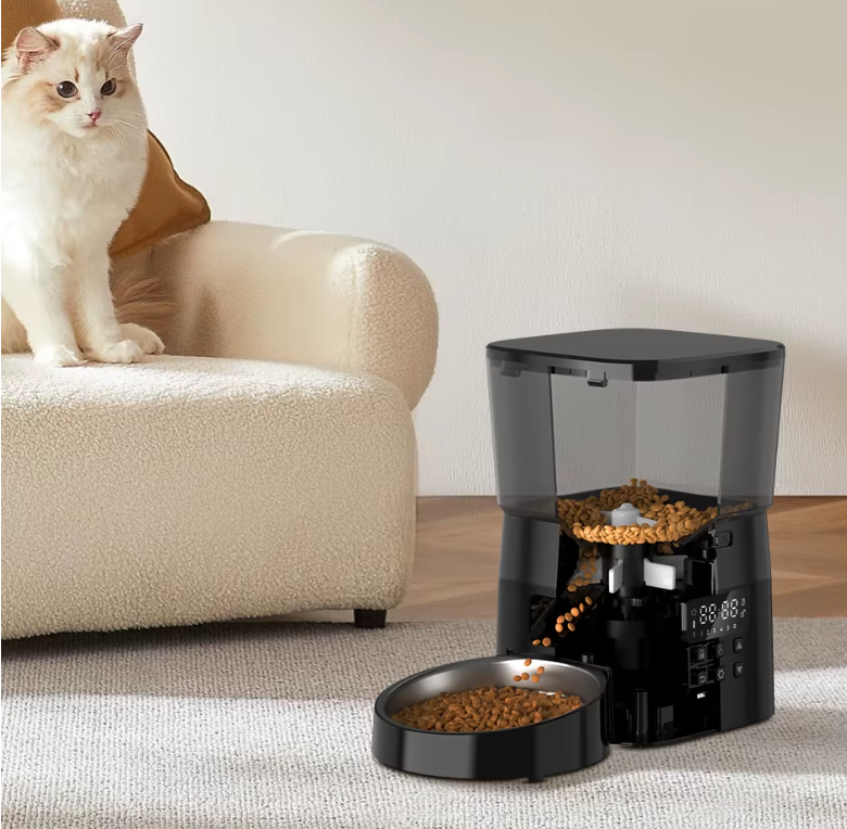Dispensador Automático Programável de Comida para Gatos e Cães – Ecrã LCD Digital, Sistema de Refeições Temporizadas