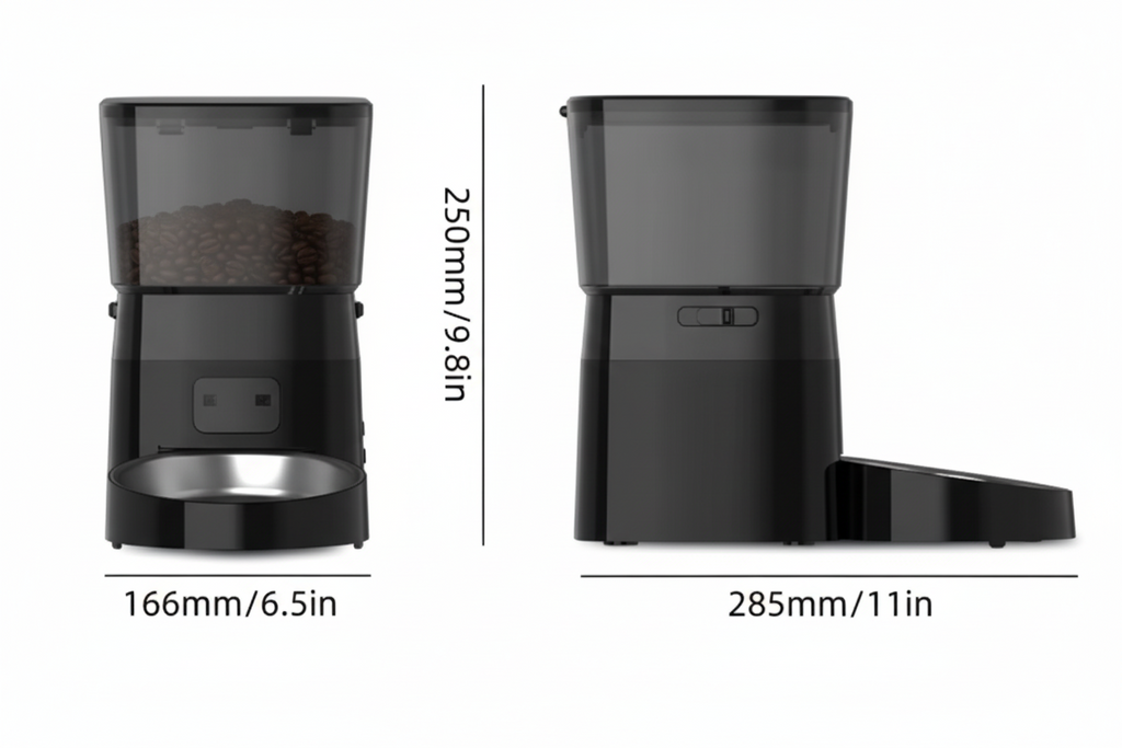 Dispensador Automático Programável de Comida para Gatos e Cães – Ecrã LCD Digital, Sistema de Refeições Temporizadas