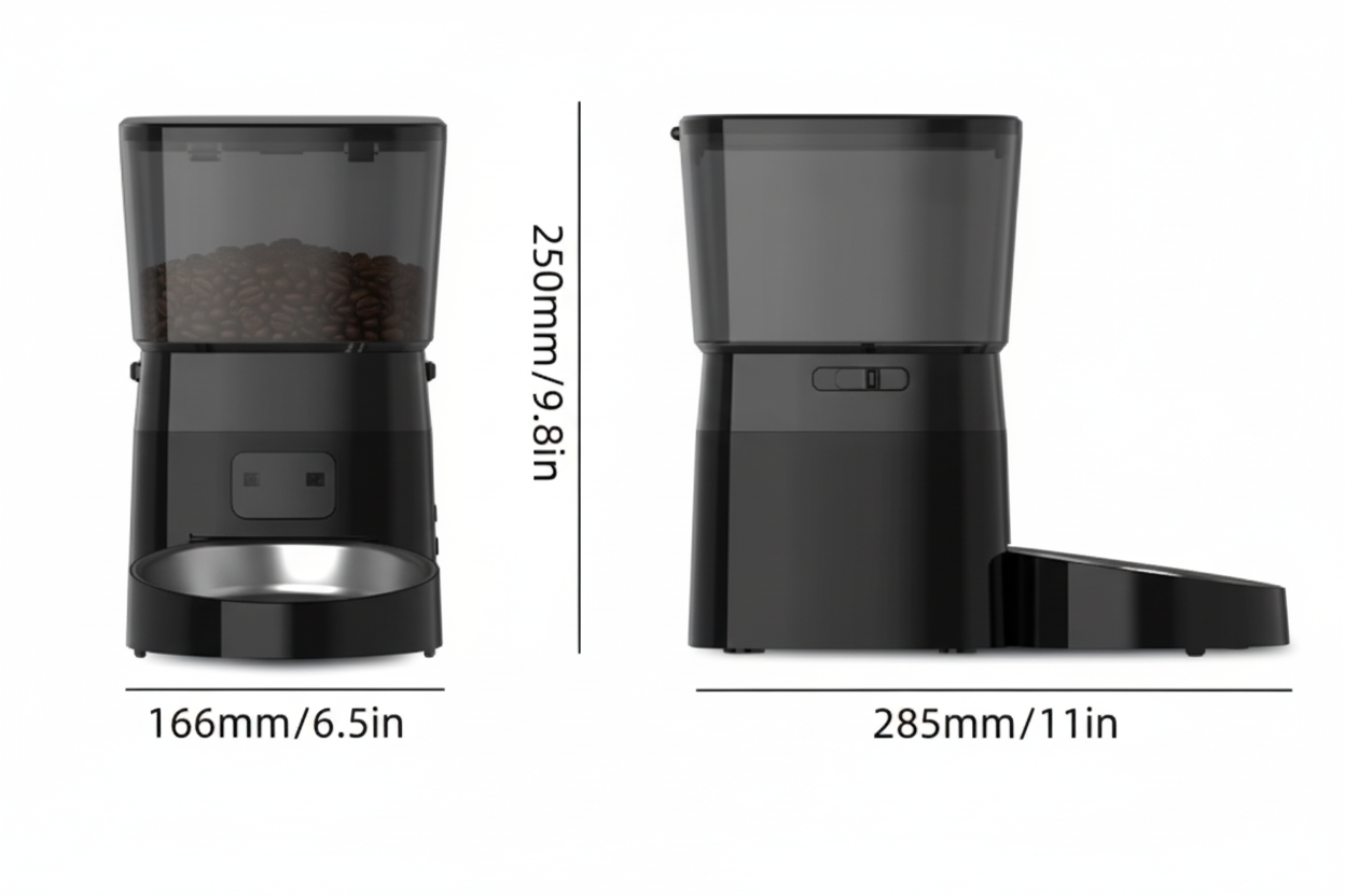 Dispensador Automático Programável de Comida para Gatos e Cães – Ecrã LCD Digital, Sistema de Refeições Temporizadas