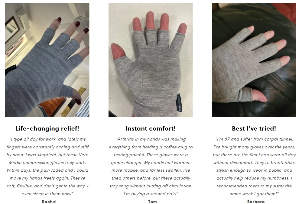Moderate Compression Gloves — Gentle Hand Support, All-Day Comfort