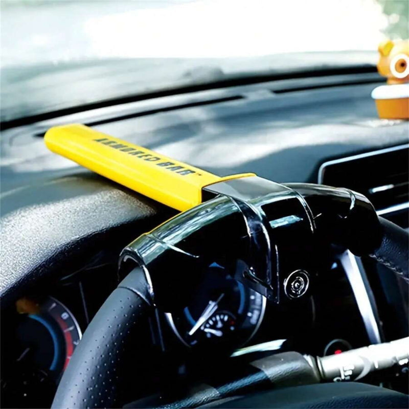 Bright Yellow Universal Steering Wheel Lock — Heavy Duty Anti-Theft Device