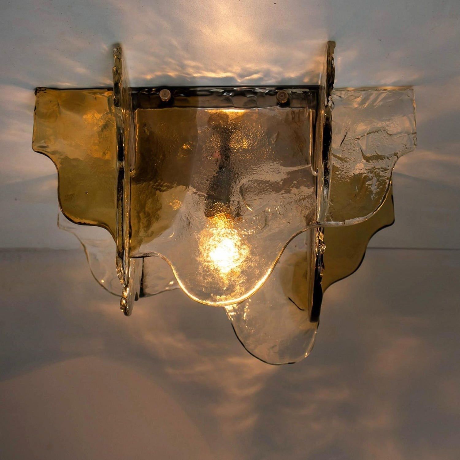 Murano-Style Hand-Blown Glass Ceiling Light — Smoke Gray, Amber and Clear