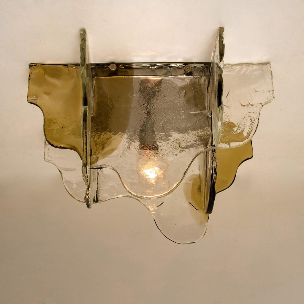 Murano-Style Hand-Blown Glass Ceiling Light — Smoke Gray, Amber and Clear