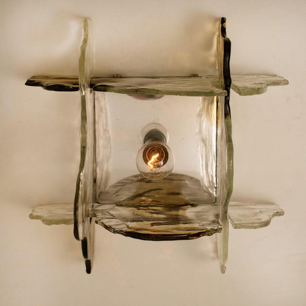 Murano-Style Hand-Blown Glass Ceiling Light — Smoke Gray, Amber and Clear