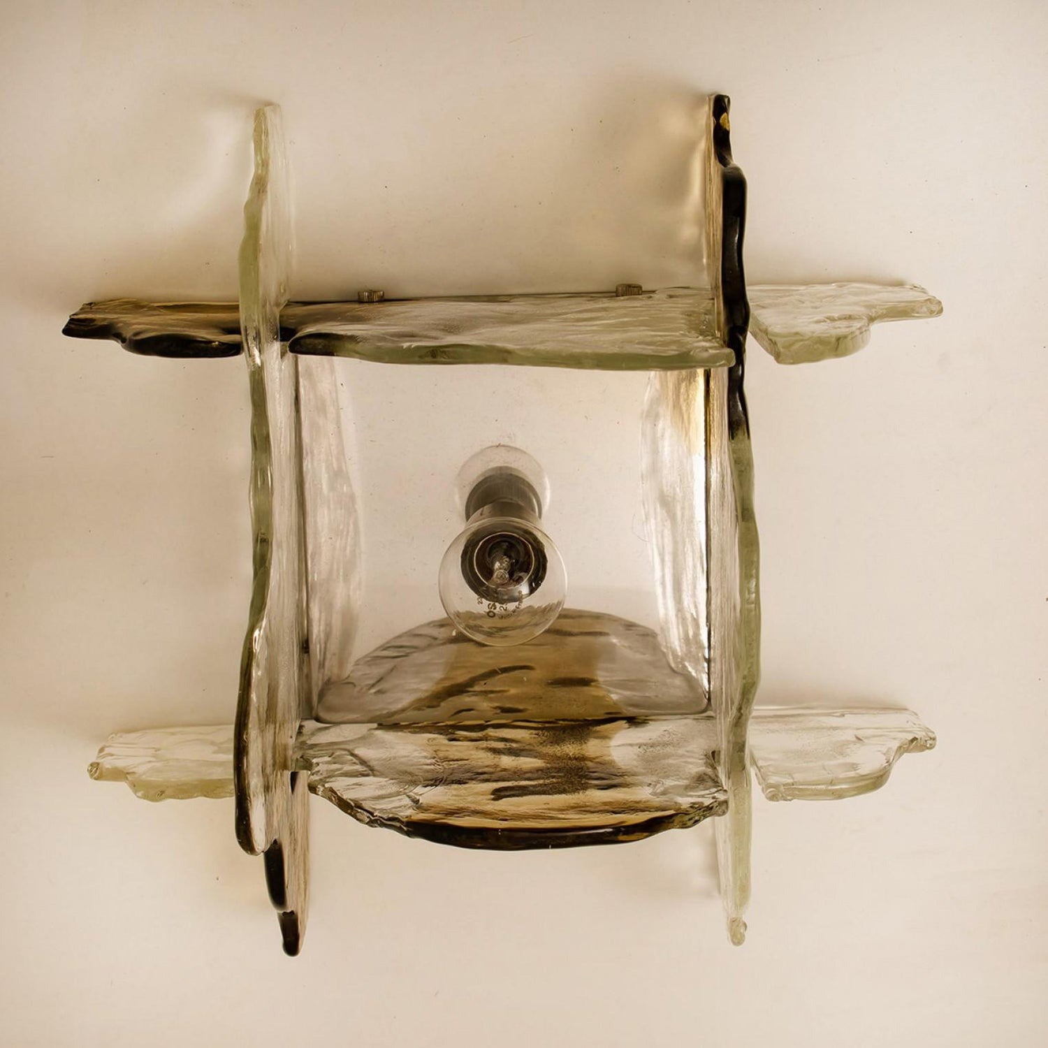Murano-Style Hand-Blown Glass Ceiling Light — Smoke Gray, Amber and Clear