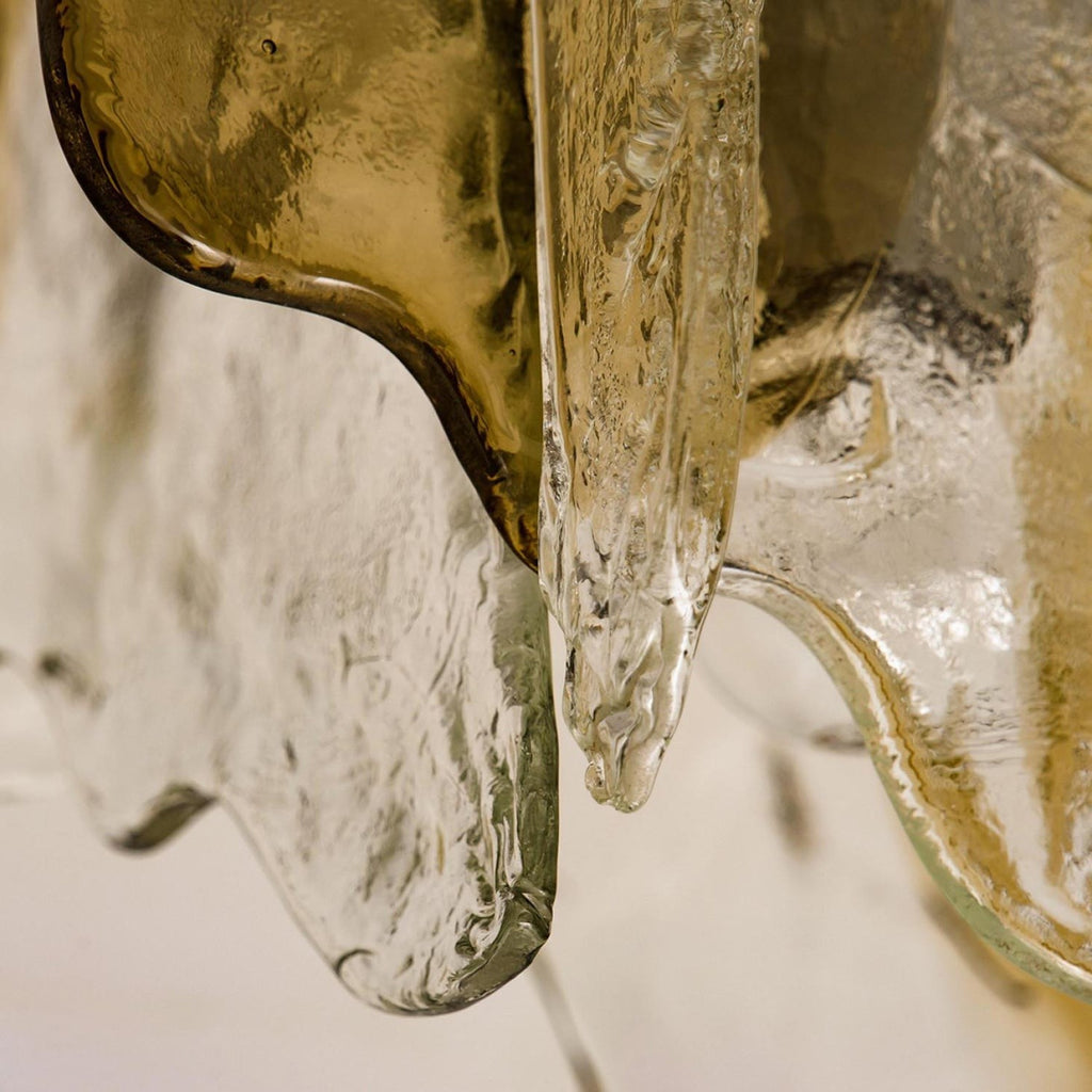 Murano-Style Hand-Blown Glass Ceiling Light — Smoke Gray, Amber and Clear