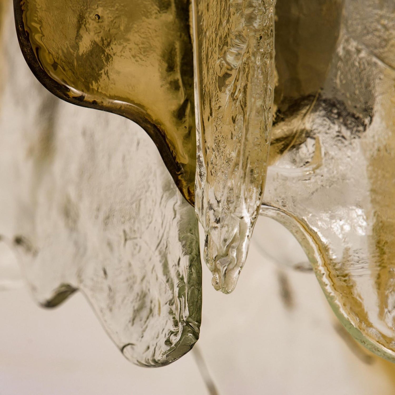 Murano-Style Hand-Blown Glass Ceiling Light — Smoke Gray, Amber and Clear