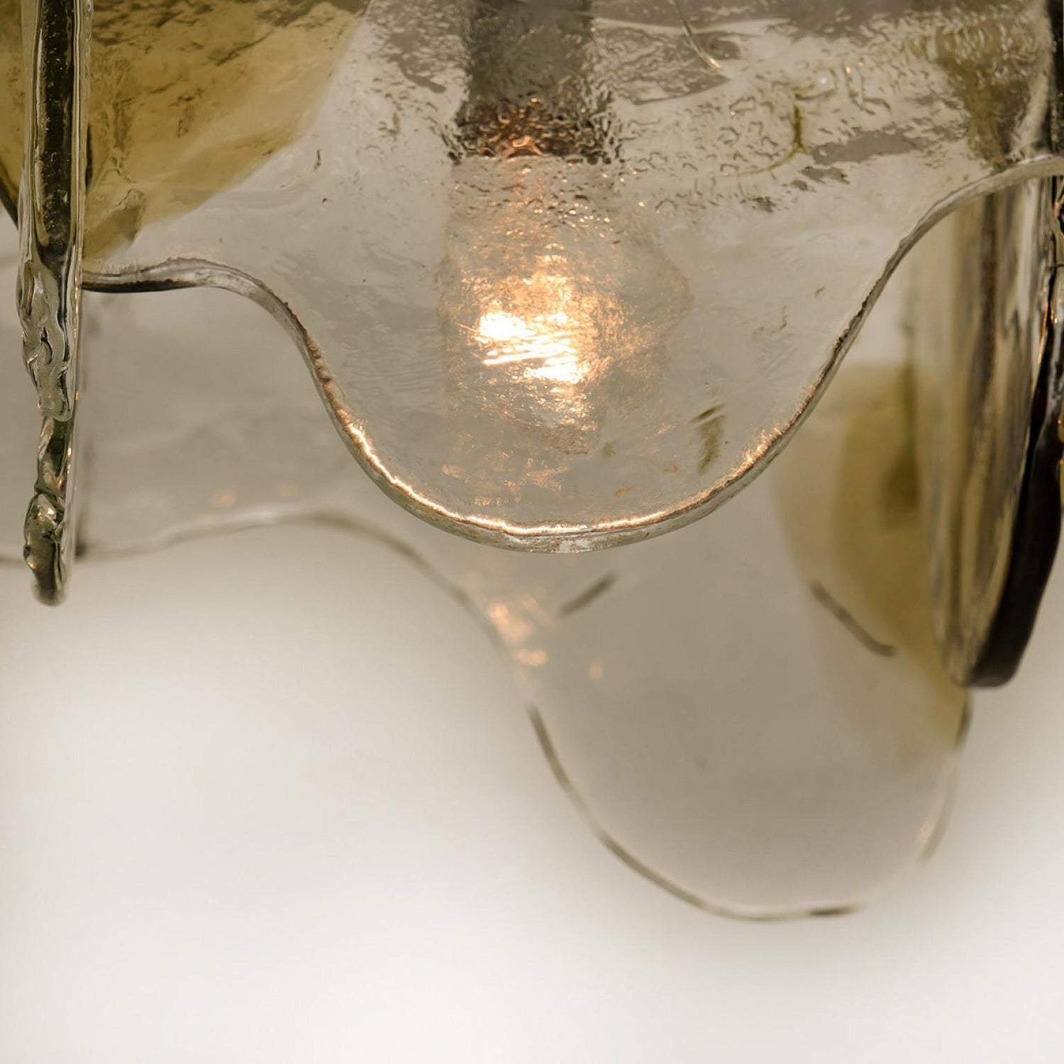 Murano-Style Hand-Blown Glass Ceiling Light — Smoke Gray, Amber and Clear