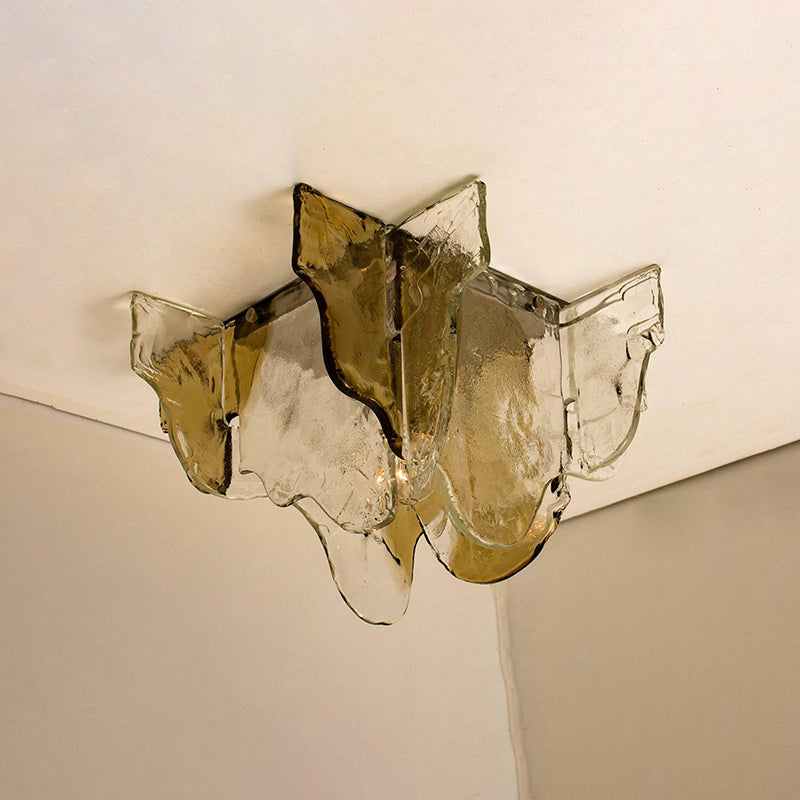 Murano-Style Hand-Blown Glass Ceiling Light — Smoke Gray, Amber and Clear