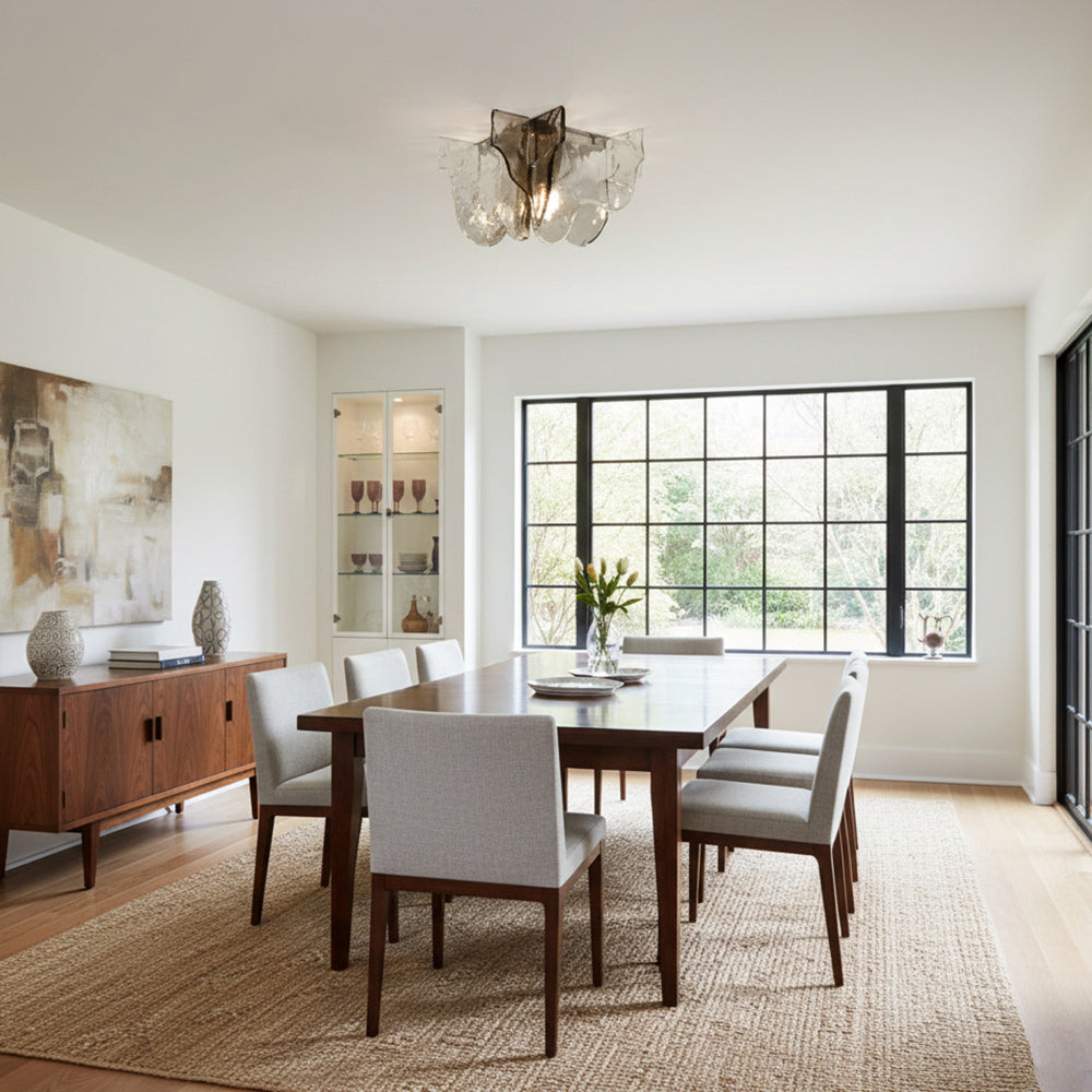 Murano-Style Hand-Blown Glass Ceiling Light — Smoke Gray, Amber and Clear