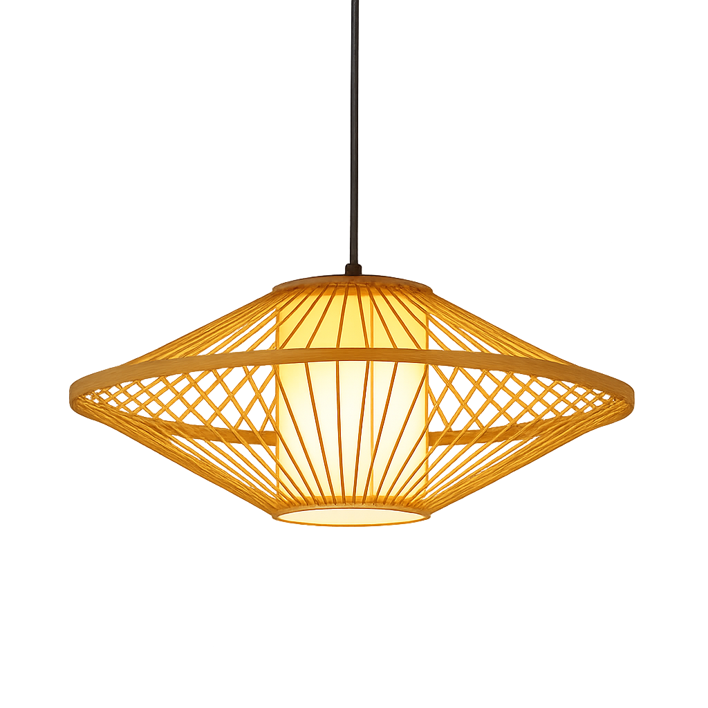 Solhaven Bamboo Japandi Pendant Light For Living Room Area