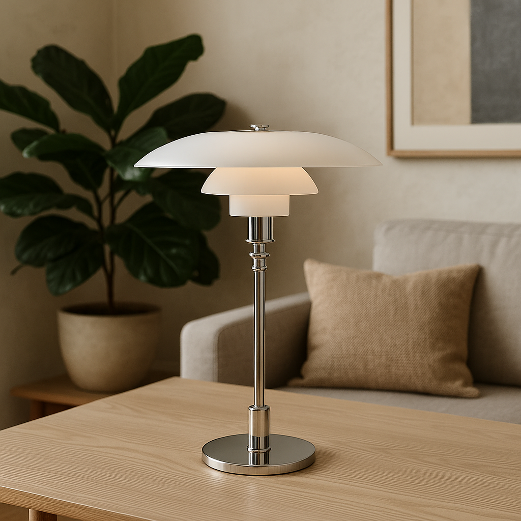 مصباح طاولة NovaGlow LED — تصميم اسكندنافي بسيط، Ø 11 بوصة × الارتفاع 47 سم
