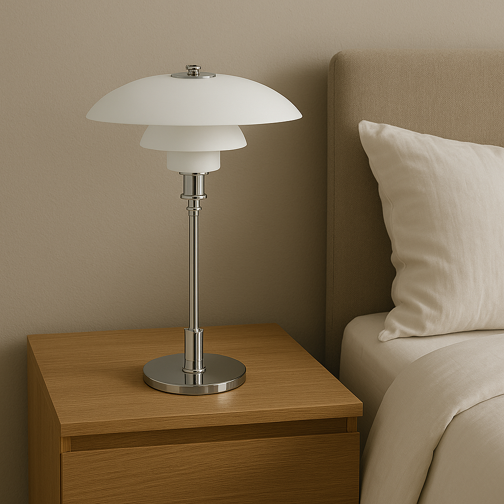 مصباح طاولة NovaGlow LED — تصميم اسكندنافي بسيط، Ø 11 بوصة × الارتفاع 47 سم