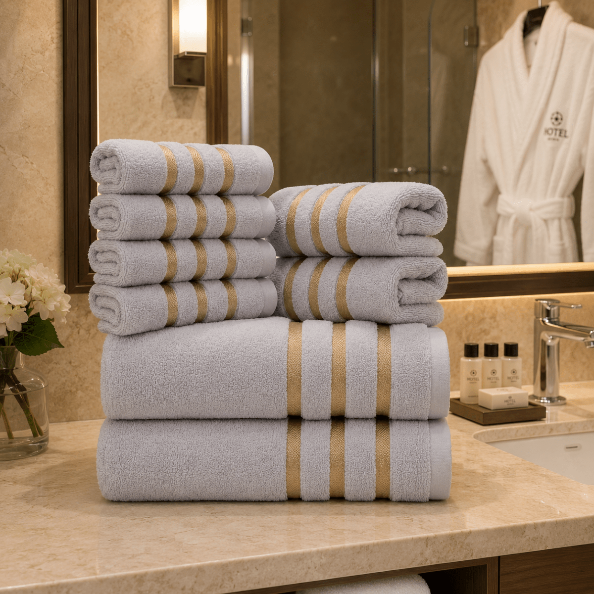 OPULENZA 8-Piece Towel Set — Ultra Soft, Highly Absorbent Bath Collection