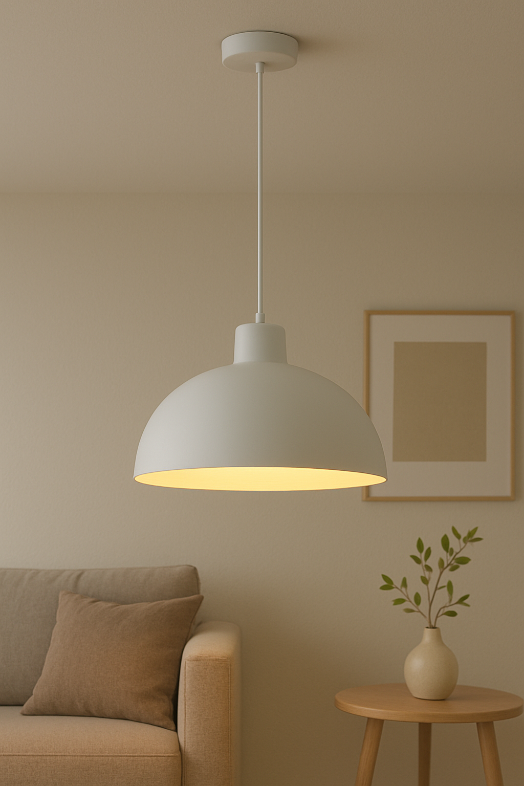 Asteria Pendant Dome Light In Matte White Aluminum Shade