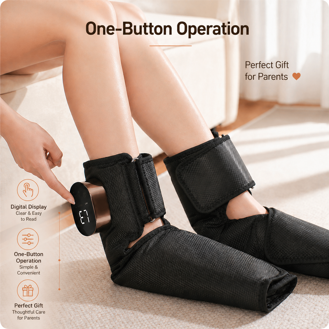 Portable 370g Foot and Ankle Massager — Air Compression, Heat, Vibration