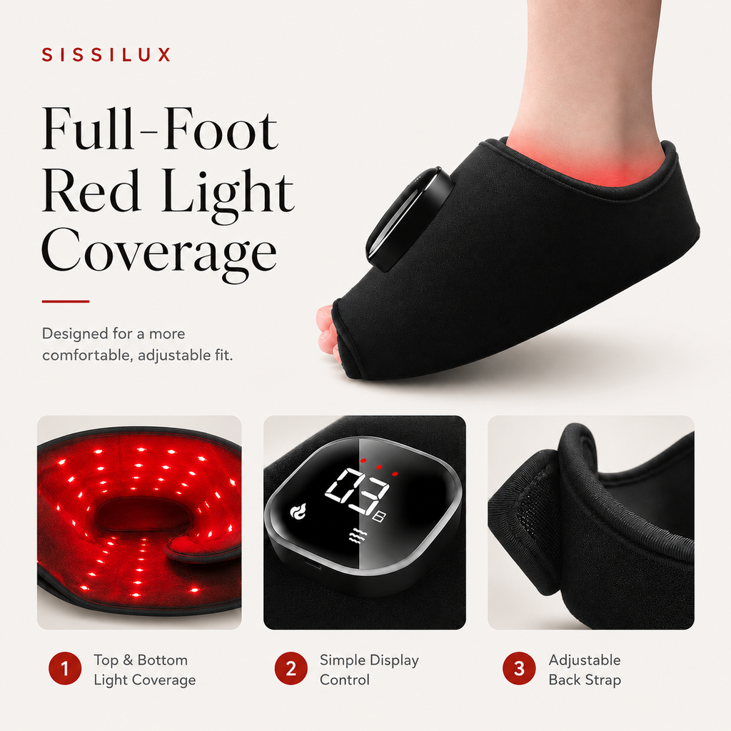 Cordless Red Light Therapy Foot Wrap — Dual-Spectrum 660nm and 850nm Light, Foot and Ankle Coverage