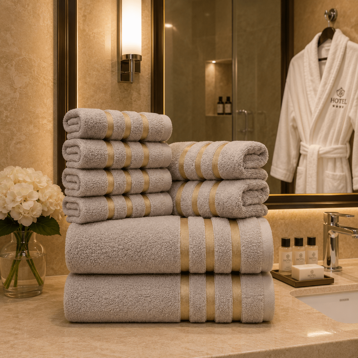 OPULENZA 8-Piece Towel Set — Ultra Soft, Highly Absorbent Bath Collection