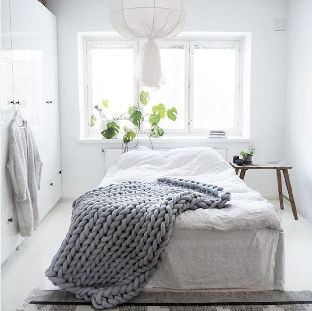 Hygge-Decke aus grobem Strick - Weich, warm & hypoallergen